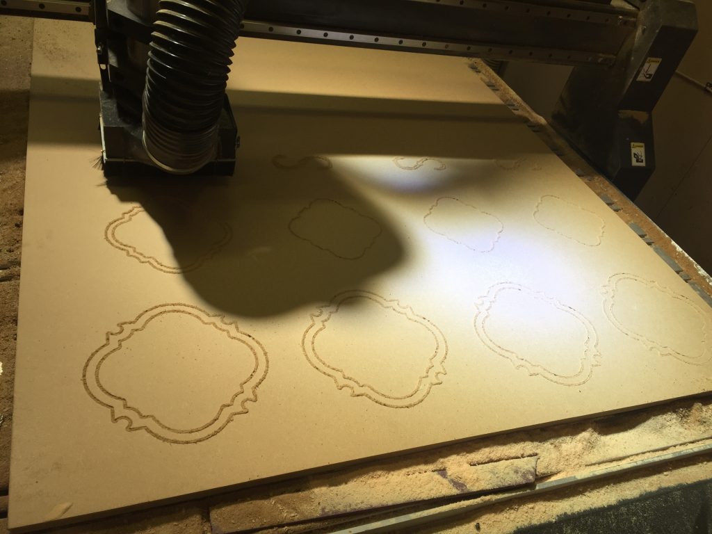 Photo of MDF being cnc cut